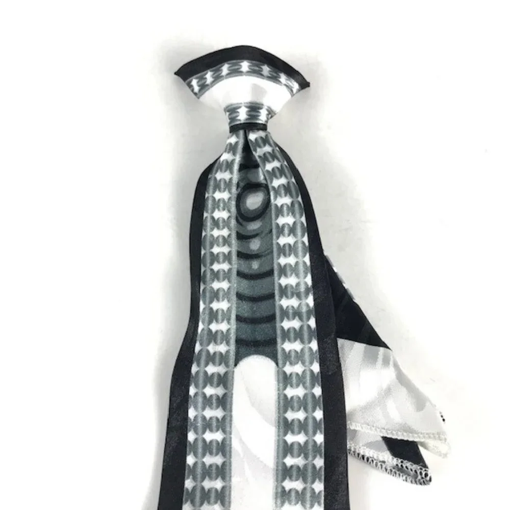 Gino Clericci Boy's Clip-on Tie Set Black White Charcoal Gray 100% Polyester